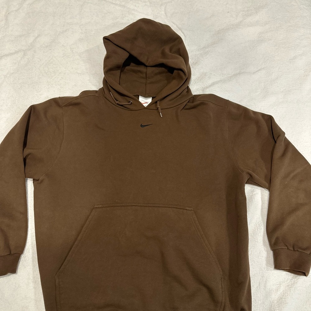 Nike Men's Brown Hoodie mid swoosh